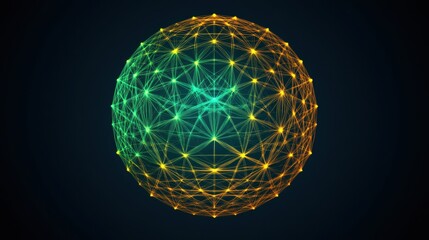 Fototapete - Abstract sphere, a complex network of interconnected lines and dots visualizing global connectivity