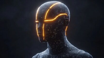 Wall Mural - Futuristic glowing head, AI concept.