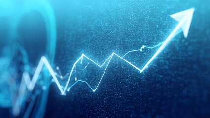 Poster - Dynamic growth trends in abstract business analytics digital workspace data visualization modern environment high-tech perspective