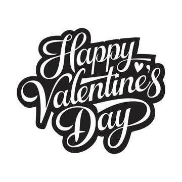Happy Valentines Day typography poster with handwritten calligraphy text.
