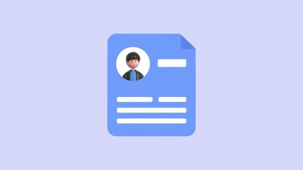 Fototapete - A 3D rendered illustration of a simple profile or resume document.