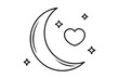 © MstAsma - Moon silhouette with tiny heart-shaped stars surrounding it vector illustration