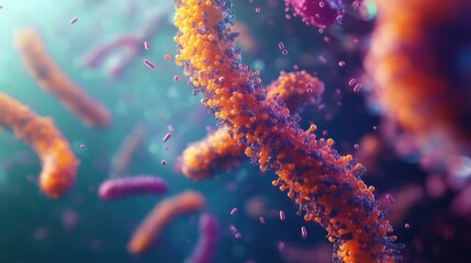 Poster - 3D artwork of chromosomes in prophase stage of mitosis, with spindle fibers preparing to separate the genetic material.