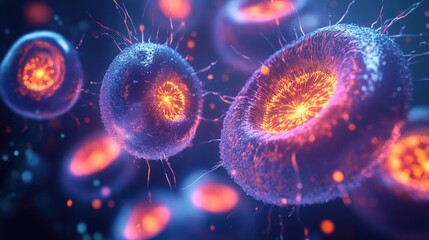 Poster - 3D illustration of prophase chromosomes and spindle fibers in action during cell division, depicting the stages of mitosis.
