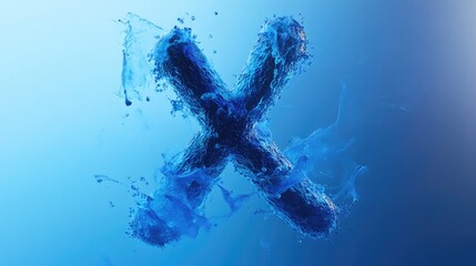 Poster - 3D illustration of the X chromosome in vivid blue hues, symbolizing its crucial role in genetics and molecular biology.