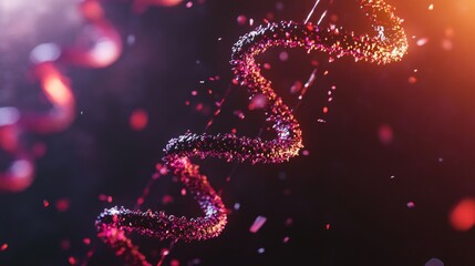 Poster - A 3D close-up of an X chromosome in front of a DNA double helix background, representing the complexity of genetics and inheritance.