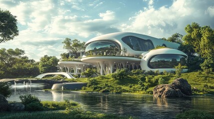 Poster - A futuristic research lab focused on water purification and sustainability, highlighting eco-friendly technologies for the future.