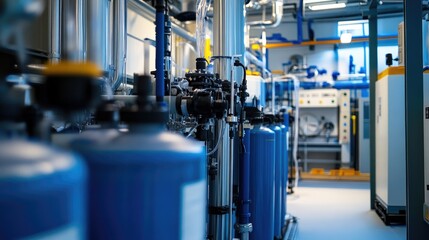 Aufkleber - A modern research facility with advanced water purification technologies, aiming to solve global sustainability challenges.