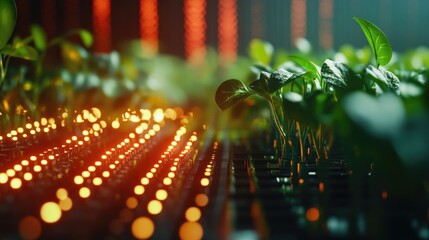 Aufkleber - A technological display of microelectronic sensors in smart agriculture, demonstrating innovation in farming practices with side copy space.