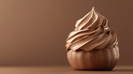 Poster - A tempting mocha mousse dessert with a luxurious texture, paired with a soft brown background, perfect for highlighting the color trend of 2025.