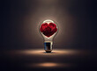 © joeycheung - A single light bulb glows, its interior holding a delicately formed red rose shaped like a heart. The soft light illuminates the scene, suggesting warmth and affection.