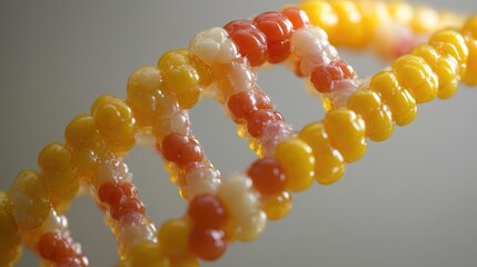 Poster - Close-up of a DNA helix strand from genetically modified (GMO) food crops, symbolizing the intersection of biotechnology, agriculture, and genetic engineering.
