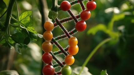 Poster - Close-up of a DNA helix strand from genetically modified (GMO) food crops, symbolizing the intersection of biotechnology, agriculture, and genetic engineering.