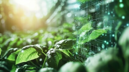 Poster - Concept image of microelectronic sensors integrated into smart agriculture systems, revolutionizing farming practices with cutting-edge technology.