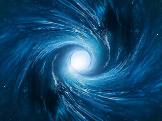 Poster - A swirling vortex of deep blue, reminiscent of a cosmic whirlpool, leads to a bright center.  The image evokes feelings of depth, mystery, and the vastness of space.