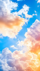 Poster - Vibrant clouds illuminated by sunlight against a blue sky during sunset