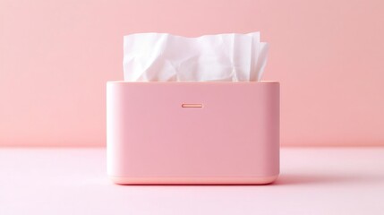 Wall Mural - Elegant Pink Tissue Box with Tissues on Soft Pink Background