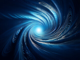Aufkleber - A mesmerizing digital rendering of a swirling vortex.  Intense blue hues radiate from a bright center, creating a sense of depth and movement.  The fractal pattern is intricate and hypnotic.