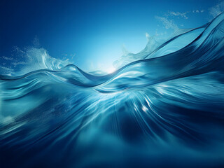 Poster - Serene underwater scene, sunlight filtering through translucent waves, creating a mesmerizing, ethereal glow.  Deep blues and sparkling highlights evoke tranquility.