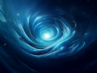 Aufkleber - A swirling vortex of luminous blue energy, reminiscent of a cosmic whirlpool, draws the eye to a brilliant white center.  The ethereal glow suggests a portal or gateway to another realm.