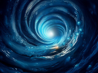 Aufkleber - A mesmerizing swirling vortex of deep blues and luminous center, suggesting a journey into the unknown depths.  Bubbles and light create a sense of depth and mystery.