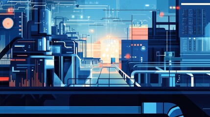 Poster - Modern digital pipeline illustration showcasing SaaS and automation technology reshaping industries, with space for copy.