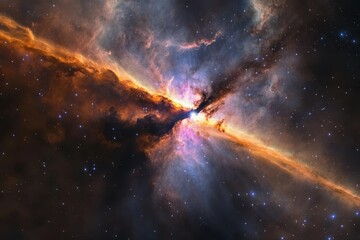 Wall Mural - A stunning cosmic explosion unfolds in the universe, showcasing vibrant colors and swirling gases breaking apart from a distant galaxy.