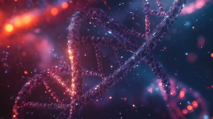 Poster - Molecular interaction between nucleotides and proteins in DNA replication and transcription, illustrating the complex biological processes of genetic coding.