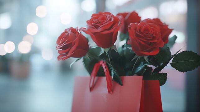Roses on a white background in a package, flower delivery, commercial shot, with space for text, banner