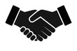 © Mostafizur - Black handshake icon silhouette symbolizing agreement, partnership, and cooperation on a clean white background
