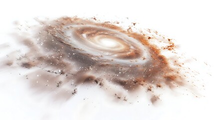 Wall Mural - A star-filled galaxy with swirling nebulae, captured in a realistic 3D render on a white background