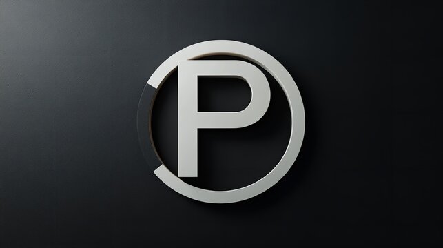 Glowing Neon Letter P in Circle
