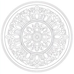 Wall Mural - Intricate circular floral mandala design.