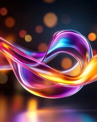Fototapete - Abstract swirling ribbons in luminous colors, kinetic energy visuals, dynamic and futuristic design elements.