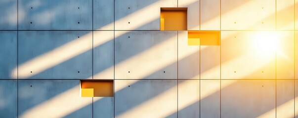 Poster - Concrete-textured brutalist facade with sharp angular shadows, minimalistic urban design, bold architecture concept
