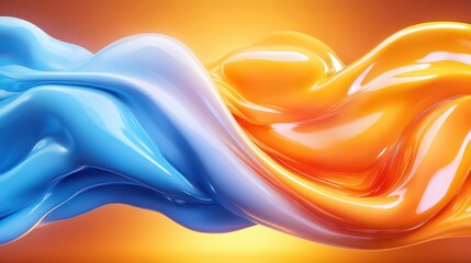 Poster - Electric blue and fiery orange dynamic streaks creating kinetic energy representation and vibrant design concept with mesmerizing motion effects.