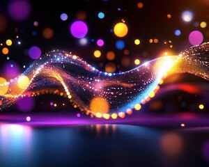Poster - Flowing patterns of particles create mesmerizing movement illusions, kinetic design with vibrant energy, and a futuristic motion concept.