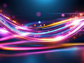 Poster - Dynamic light trails forming mesmerizing loops, kinetic motion visuals, futuristic energy design idea.