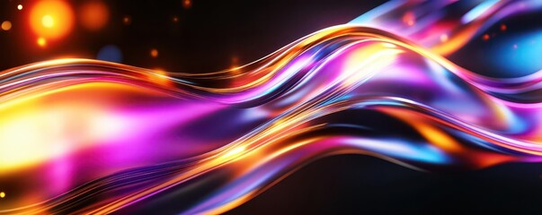 Poster - Flickering glitchy shapes blending into dynamic waves, kinetic digital energy, futuristic transformation concept