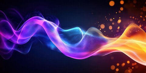 Fototapete - As colorful waveforms blend into flowing motion, they create kinetic energy in abstract digital art with a vibrant design concept.