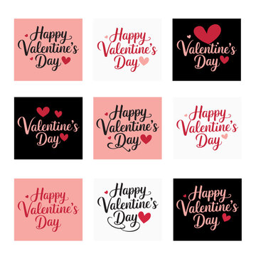 Set of a Valentine's Day typography vector illustration design