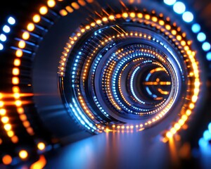 Fototapete - Animated light trails converging into spirals, kinetic design with movement illusion, futuristic and dynamic concept, creating a mesmerizing visual spectacle.