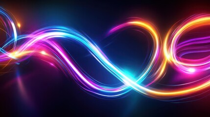 Fototapete - Flickering neon patterns forming kinetic loops, dynamic energy in motion visuals, futuristic design concept create an mesmerizing visual experience.