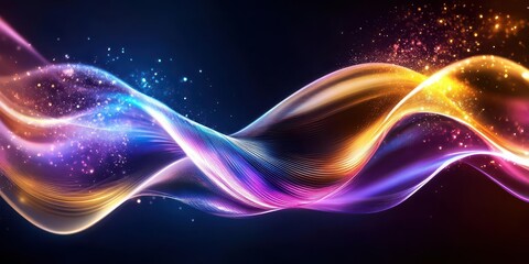 Poster - Colorful waveforms blending into flowing motion, kinetic energy in abstract digital art, vibrant design concept that captivates the eye.