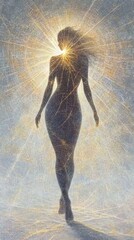 Poster - embracing the radiant mysteries of the feminine silhouette woven into the heart of space
