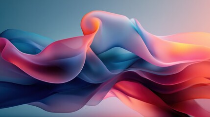 Wall Mural - 3d rendering of a vibrant, colorful abstract twisted wavy shape in motion.