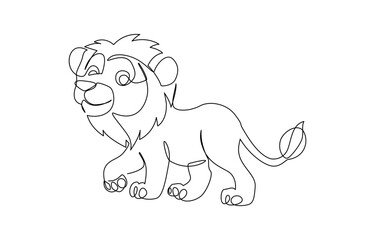 Aufkleber - Continuous one single line drawing of lion. Lion minimalism line art design vector illustration, One line design silhouette of lion. Hand drawn minimalism style.vector illustration.