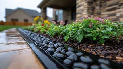 Canvas Print - Fresh vegetables growing in a sunny garden with wooden planters and vibrant greenery