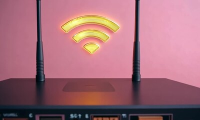 Poster - High-Speed Wireless Router with Glowing Wifi Symbol