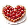 © Samaphon - Heart-shaped strawberry tart on a white plate, vibrant and appetizing.